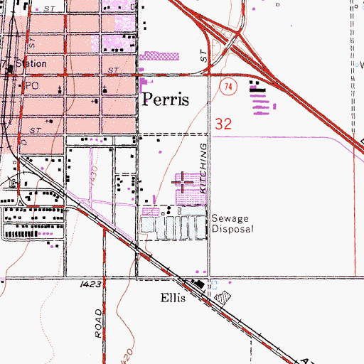 Topographic Map of Riverside County Sheriff's Department, CA
