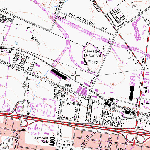 Topographic Map of Corona Police Department, CA