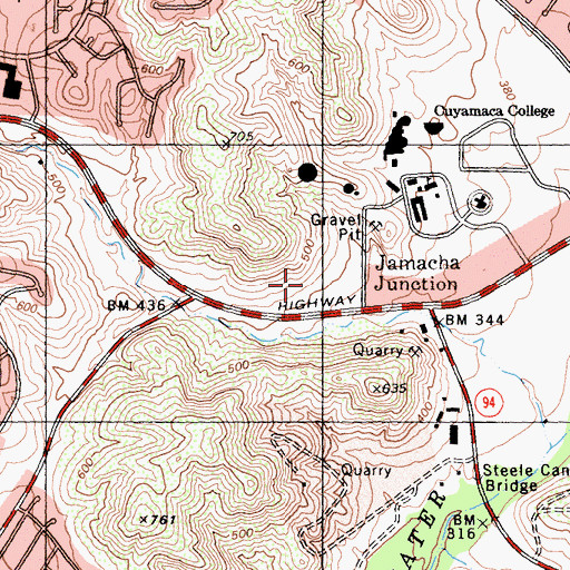 Topographic Map of San Diego County Sheriff's Office Rancho San Diego, CA