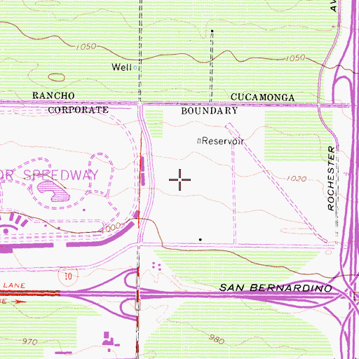 Topographic Map of Ontario Police Department - Mills, CA