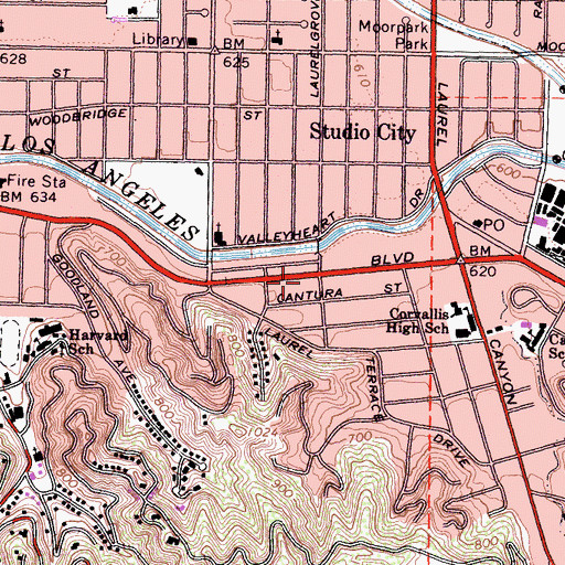 Topographic Map of Los Angeles Police Department - North Hollywood The Ivy Substation, CA