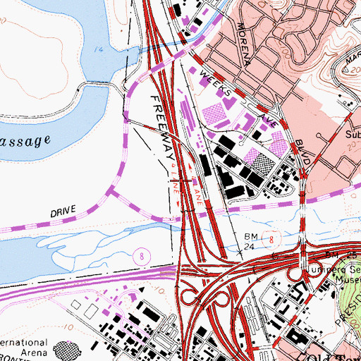 Topographic Map of California Highway Patrol Area Office - San Diego, CA