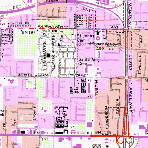 Topographic Map of California Highway Patrol Santa Ana, CA