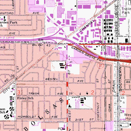 Topographic Map of California Highway Patrol Westminster Office, CA