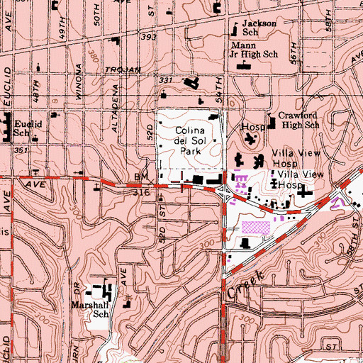 Topographic Map of San Diego Police Department - Multi Cultural - City Heights East Storefront, CA