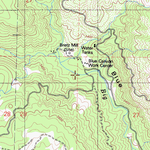 Topographic Map of Sawmill Campground, CA