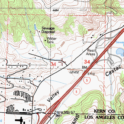 Topographic Map of California Highway Patrol - Fort Tejon, CA
