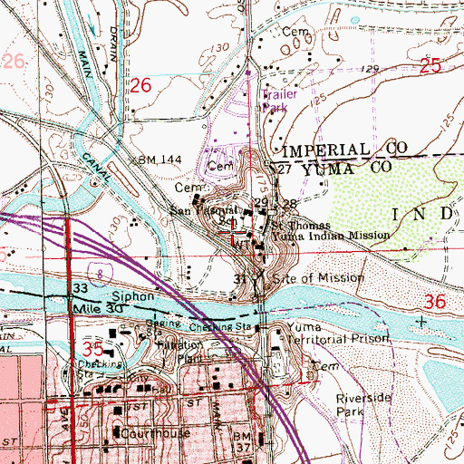 Topographic Map of Quechan Police Department, CA