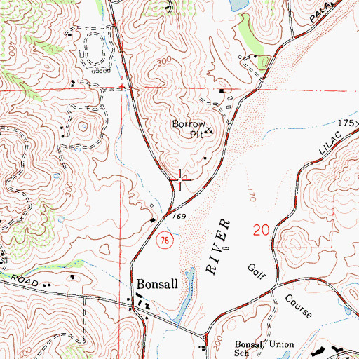 Topographic Map of San Diego County Sheriff's Department Bonsall Storefront Office, CA