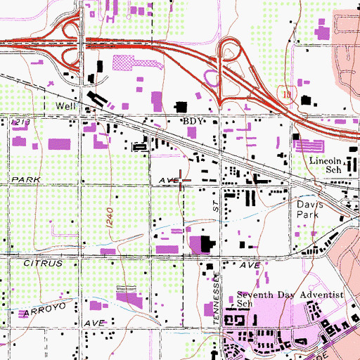 Topographic Map of Redlands Police Department - Patrol, CA
