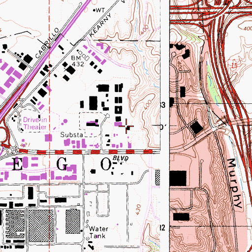 Topographic Map of California Highway Patrol Border Division Office, CA