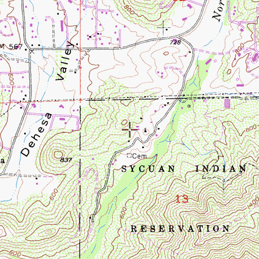 Topographic Map of Sycuan Tribal Police Office, CA