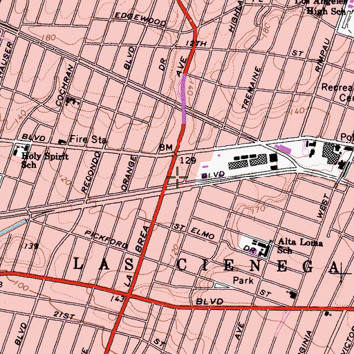 Topographic Map of Los Angeles Police Department - West Bureau, CA