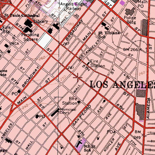 Topographic Map of Los Angeles Police Department Central Community Police Station, CA