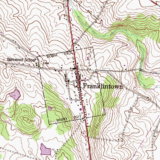Topographic Map of Franklintown Post Office, PA