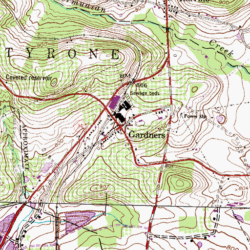 Topographic Map of Gardners Post Office, PA