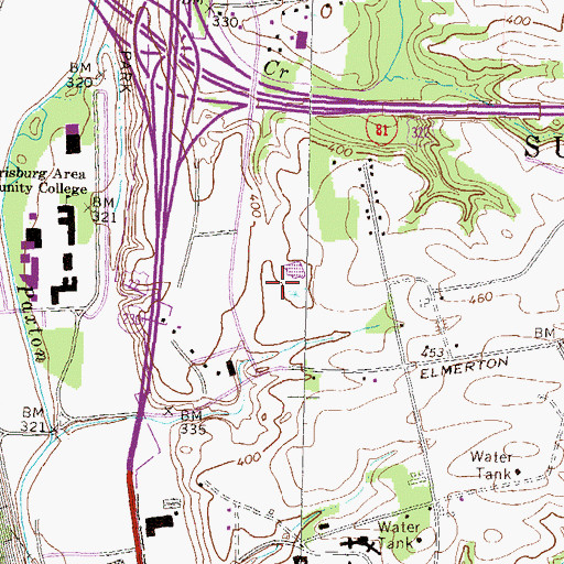 Topographic Map of Harrisburg Post Office, PA