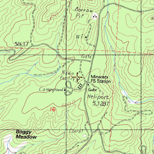 Topographic Map of Minarets Forest Service Station, CA
