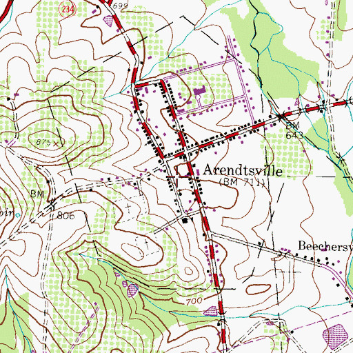 Topographic Map of Arendtsville Post Office, PA