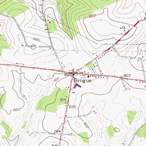 Topographic Map of Brogue Post Office, PA