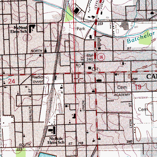 Topographic Map of Canton Post Office, MS