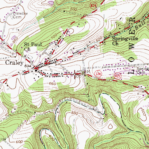Topographic Map of Craley Post Office, PA