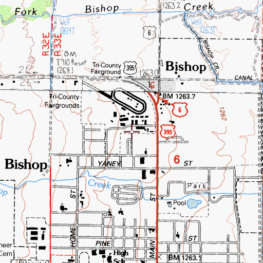 Topographic Map of Inyo National Forest Supervisors Ofiice, CA