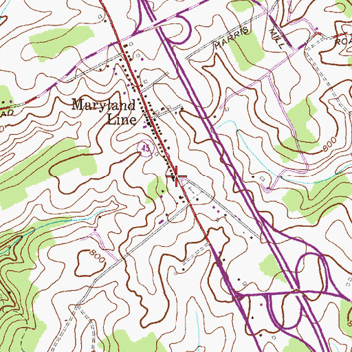 Topographic Map of Maryland Line Post Office, MD