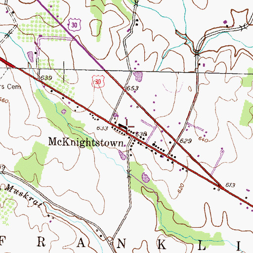 Topographic Map of McKnightstown Post Office, PA