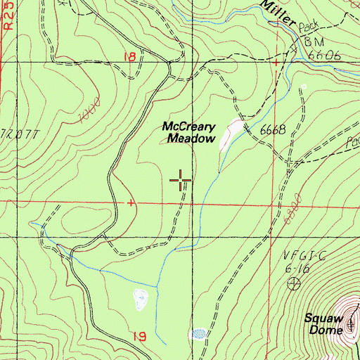 Topographic Map of McCreary Meadow Campground, CA