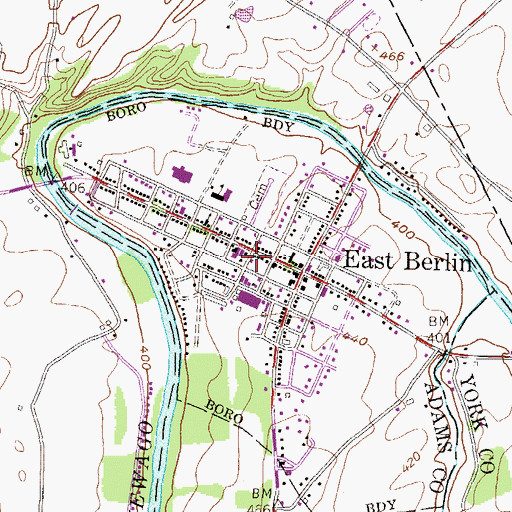 Topographic Map of East Berlin Post Office, PA