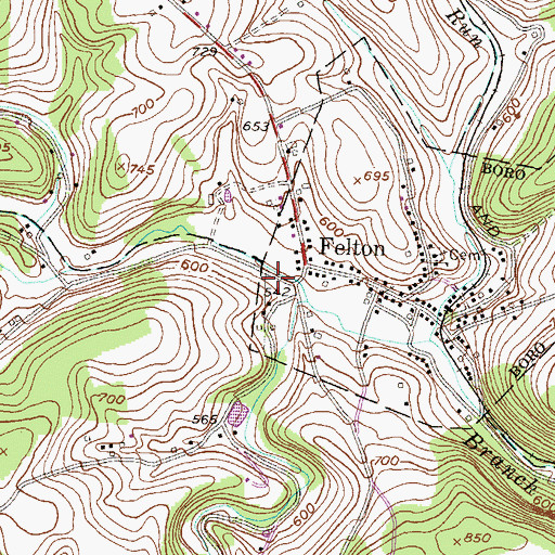 Topographic Map of Felton Post Office, PA