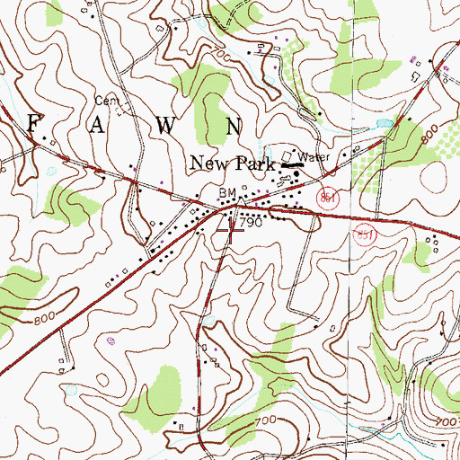 Topographic Map of New Park Post Office, PA