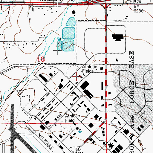 Topographic Map of Peterson Air Force Base Post Office, CO