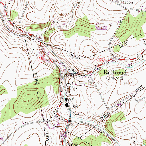 Topographic Map of Railroad Post Office, PA