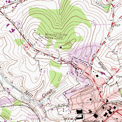 Topographic Map of Red Lion Post Office, PA