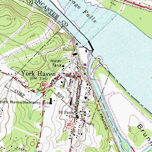 Topographic Map of York Haven Post Office, PA