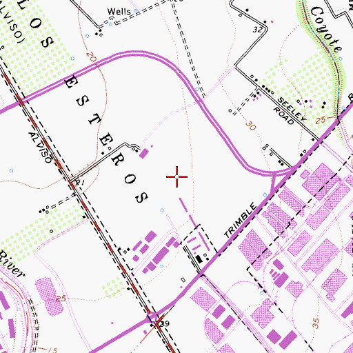 Topographic Map of San Jose Bayside Post Office, CA