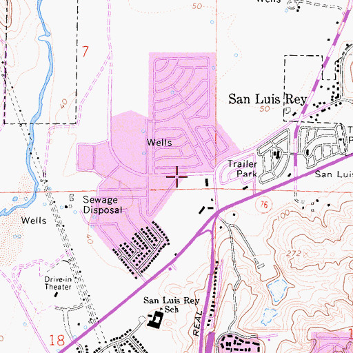 Topographic Map of San Luis Rey Post Office, CA