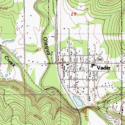 Topographic Map of Vader Post Office, WA