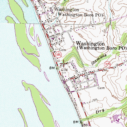 Topographic Map of Washington Boro Post Office, PA