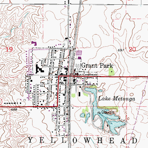 Topographic Map of Grant Park Police Department, IL