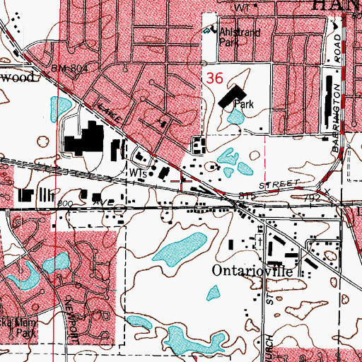 Topographic Map of Hanover Park Police Department, IL