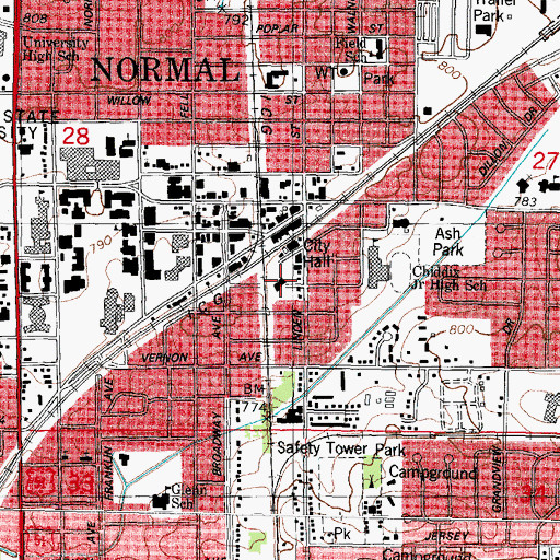 Topographic Map of Normal Police Department, IL