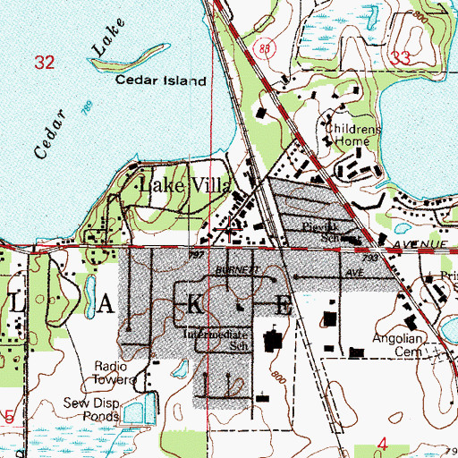 Topographic Map of Lake Villa Police Department, IL