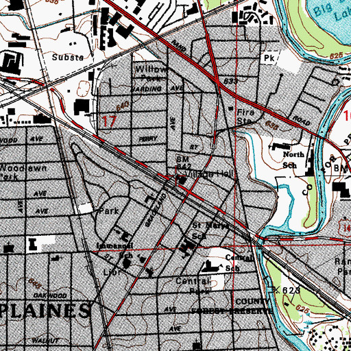 Topographic Map of Des Plaines Police Department, IL