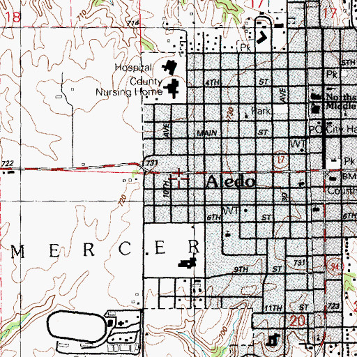 Topographic Map of Mercer County Sheriff's Office, IL