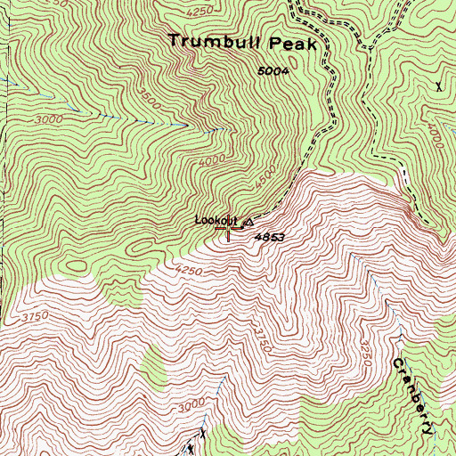 Topographic Map of Trumbull Lookout, CA
