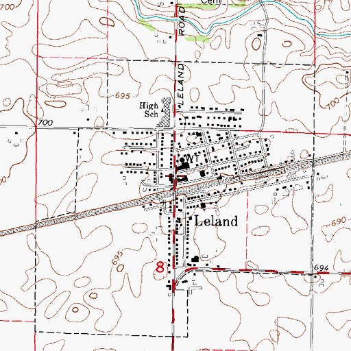 Topographic Map of Leland Police Department, IL