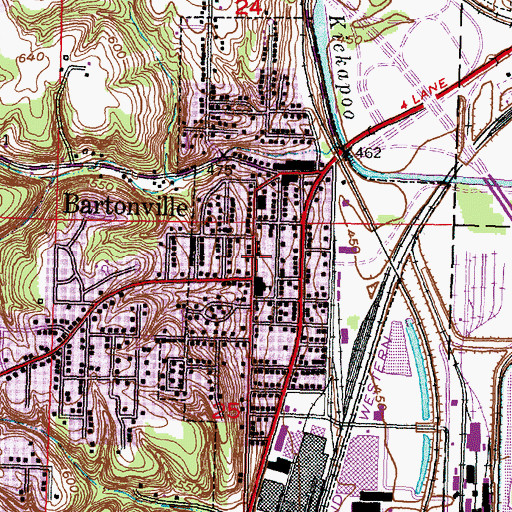 Topographic Map of Bartonville Police Department, IL